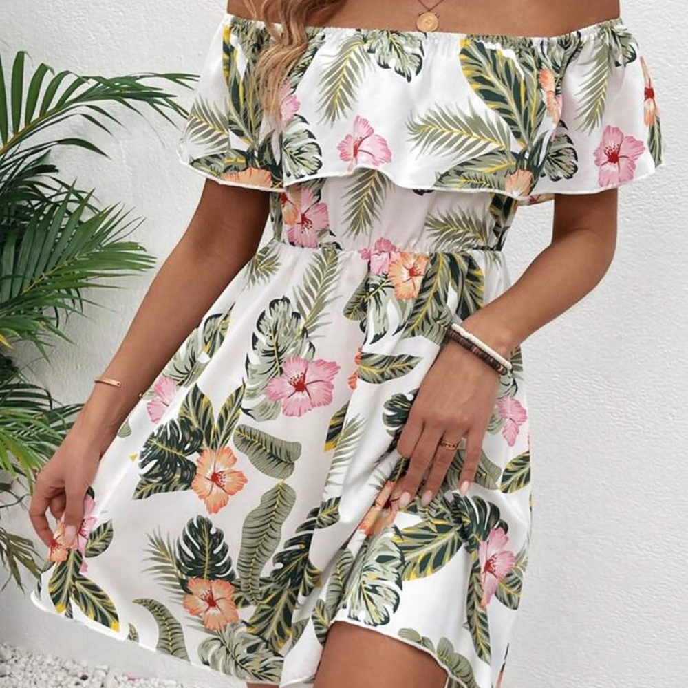New Floral Off-Shoulder Dress